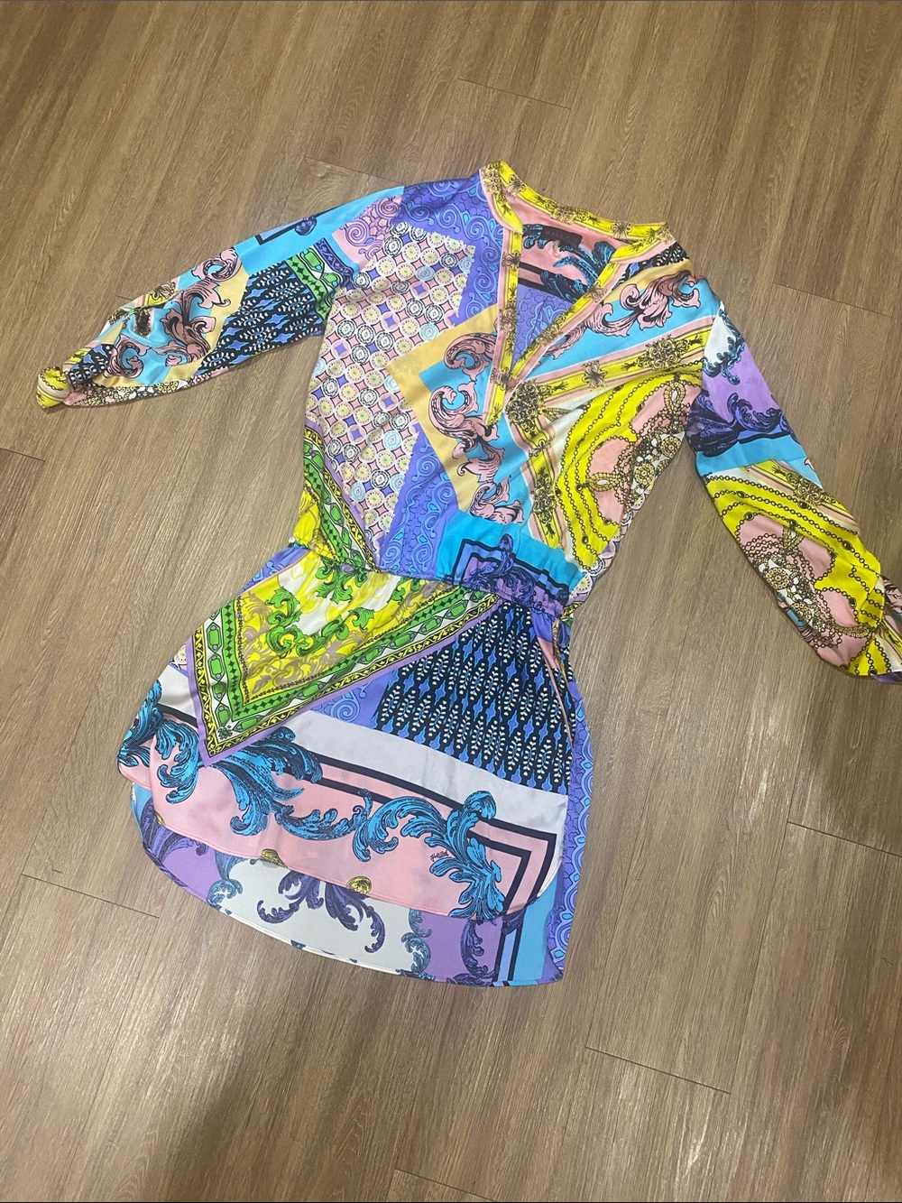 Hale Bob Multicolor Patchwork-Print Mini Dress